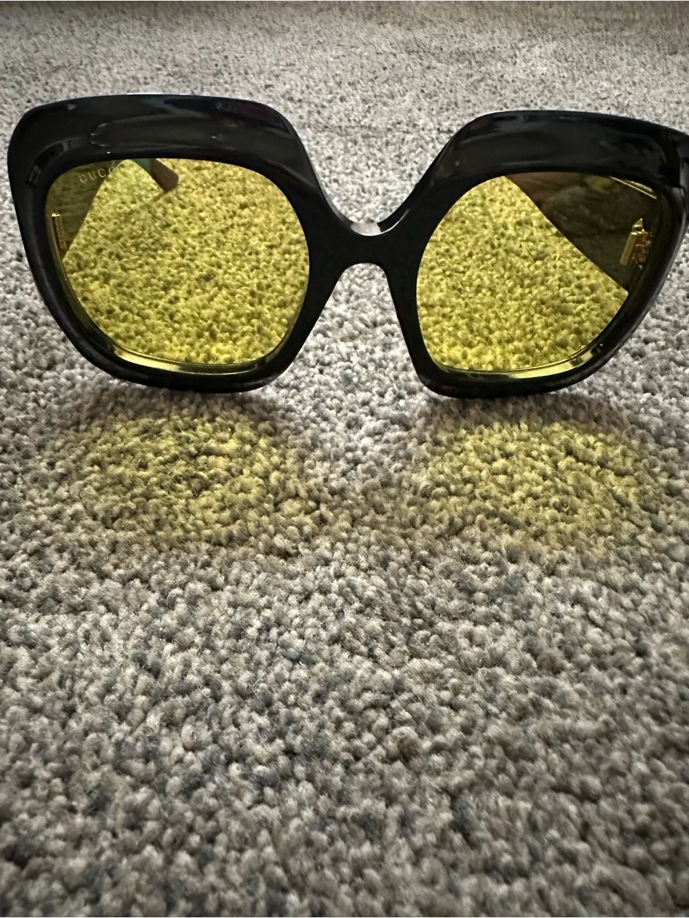 Gucci Women’s Black Oversized Square Sunglasses with Green Lenses